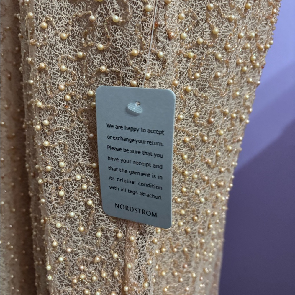 JS Collections Peach Beaded Maxi Gown - Picture 5 of 8